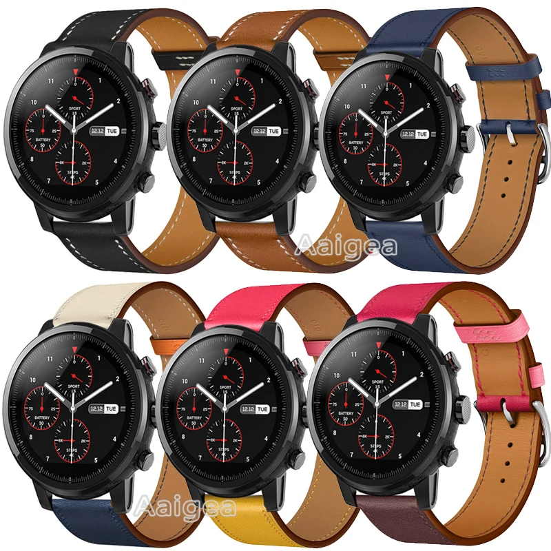 22 мм кожаный ремешок для часов для Xiaomi Huami Amazfit Strato спортивные часы 2 умные часы Мода замена запястье ремешок