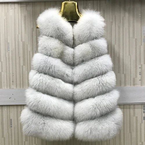 NATURAL FOX WHITE Женский жилет из натурального Лисьего меха для русской зимы, натуральный мягкий Лисий мех, куртка без рукавов для женщин, модный теплый жилет из натурального Лисьего меха - Цвет: NATURAL FOX WHITE