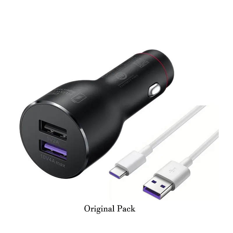Car Charger Оригинальное автомобильное зарядное устройство huawei Supercharge CP37, 10 в, 4 а, 40 Вт, Макс., с кабелем передачи данных 5А type C для mate 20 pro RS Honor 10 Magic 2 P20 - Тип штекера: Car Charger