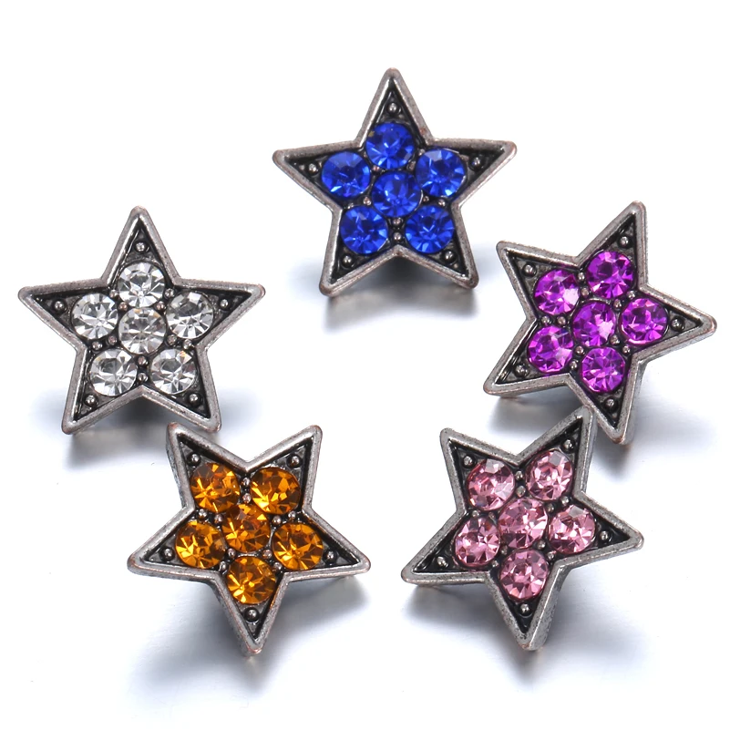 10 шт./лот Новое поступление 12 мм кнопки ювелирные изделия стразы стиль пять звезд