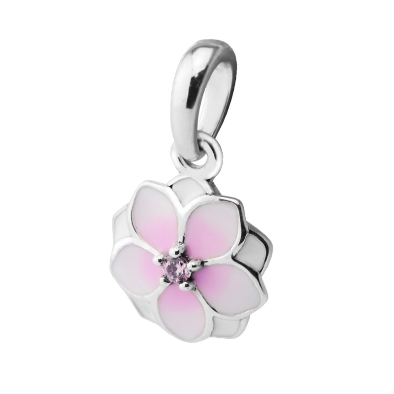 

Multi-color Enamel Magnolia Bloom Pendant Silver Beads for Jewelry making Fit Charms Silver Bracelet Woman DIY beads