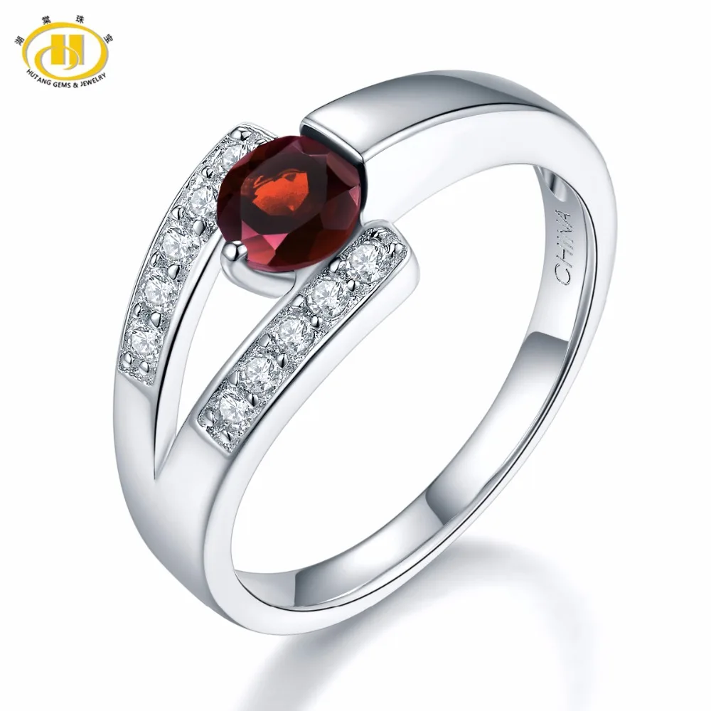 Hutang 0.6ct натуральный драгоценный камень красный гранат кольца твердые 925 пробы Серебряное кольцо в виде застежки ювелирные украшения лучший элегантный подарок для женщин Новинка