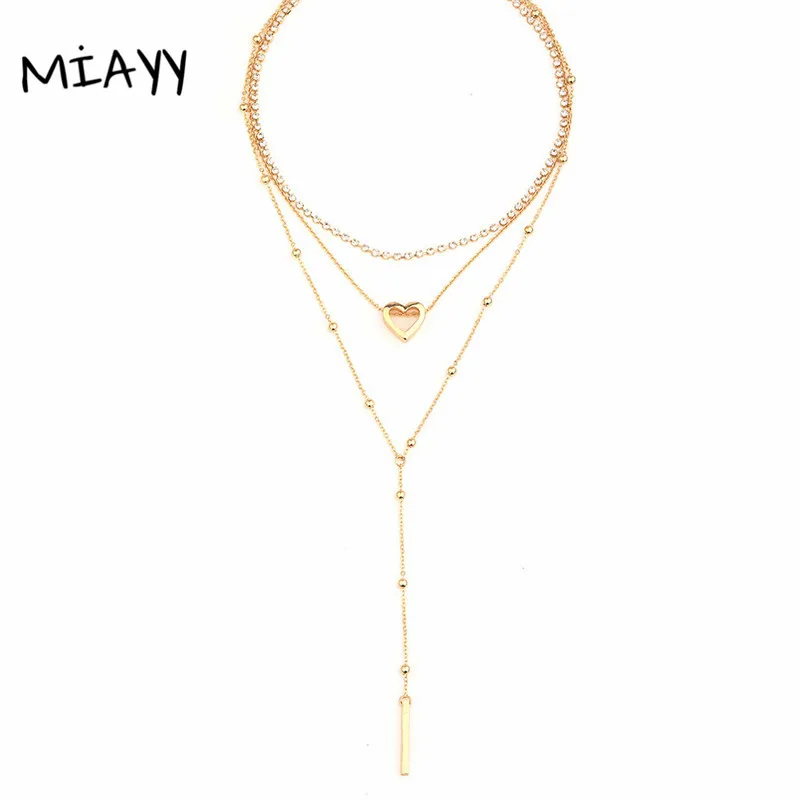 Новое многослойное ожерелье с кисточками для женщин Iced Out теннисное золотого