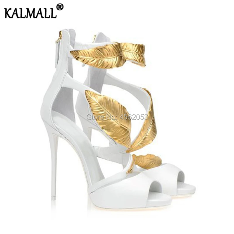 KALMALL/черные и белые кожаные сандалии модная пикантная Летняя обувь с открытым