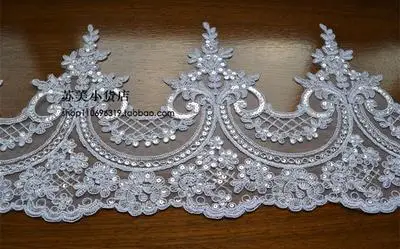 Pure white 3 yards 3 ярда-2 ярда/лот белое расшитое блестками кружевное свадебное платье ширина ткани 23 см. CA77 - Цвет: Pure white 3 yards