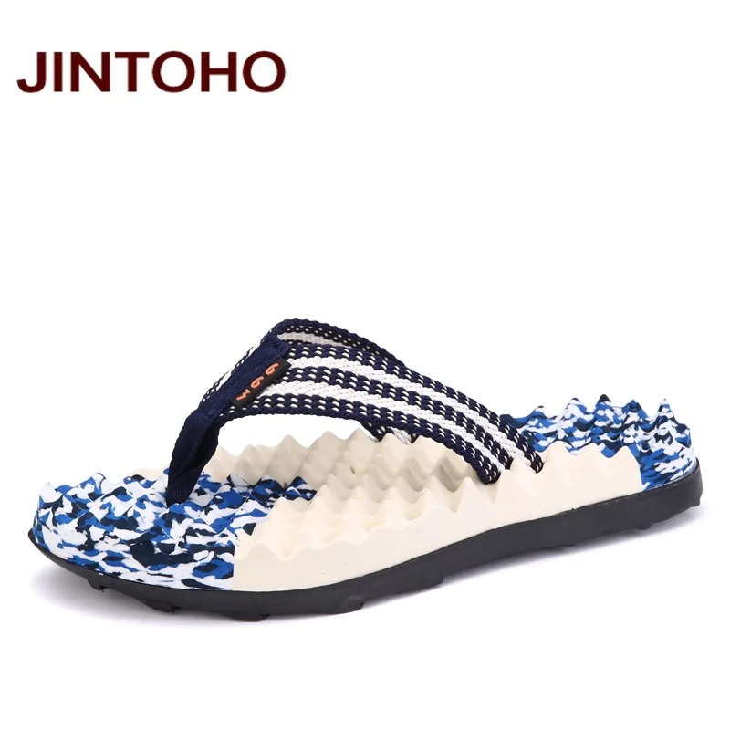 JINTOHO/модные шлепанцы летние пляжные мужские тапочки массажные Нескользящие