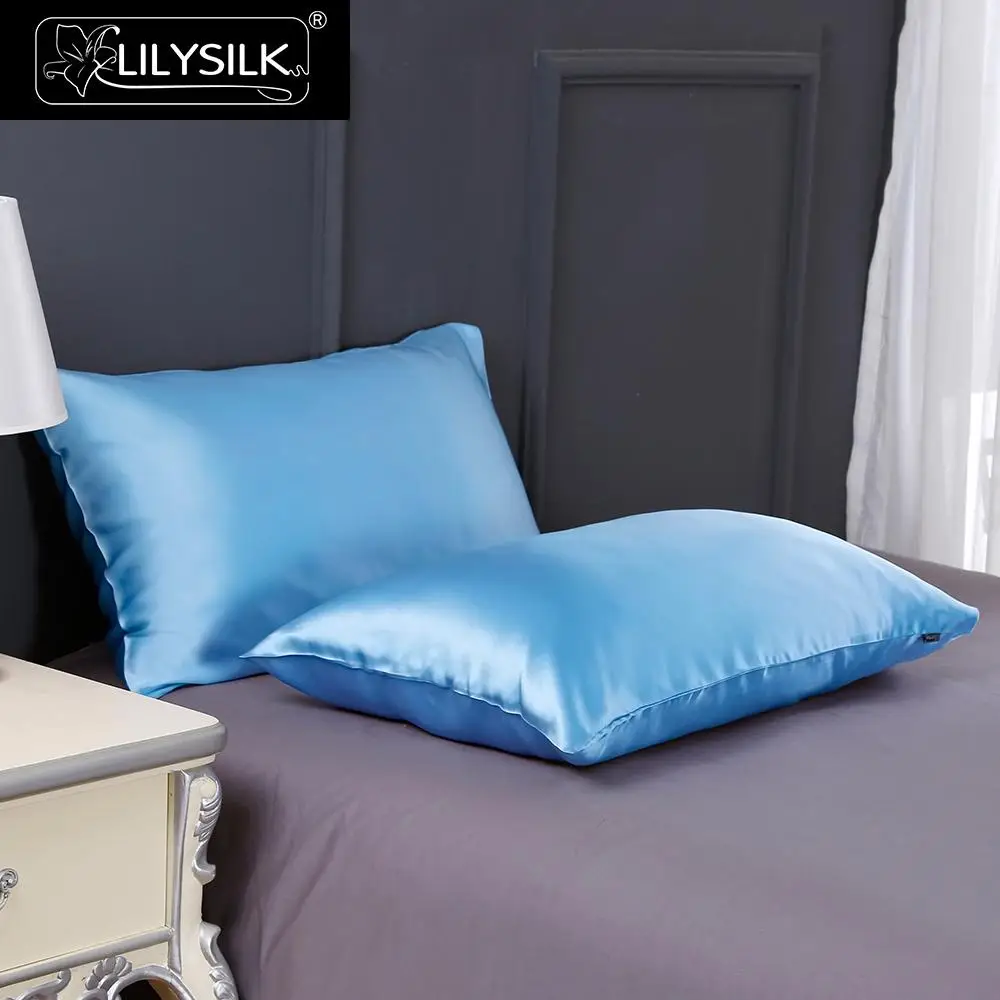 Lake Blue Lilysilk шелковая наволочка с ушками 19 Momme натуральный шелк Mulberry - Цвет: Lake Blue
