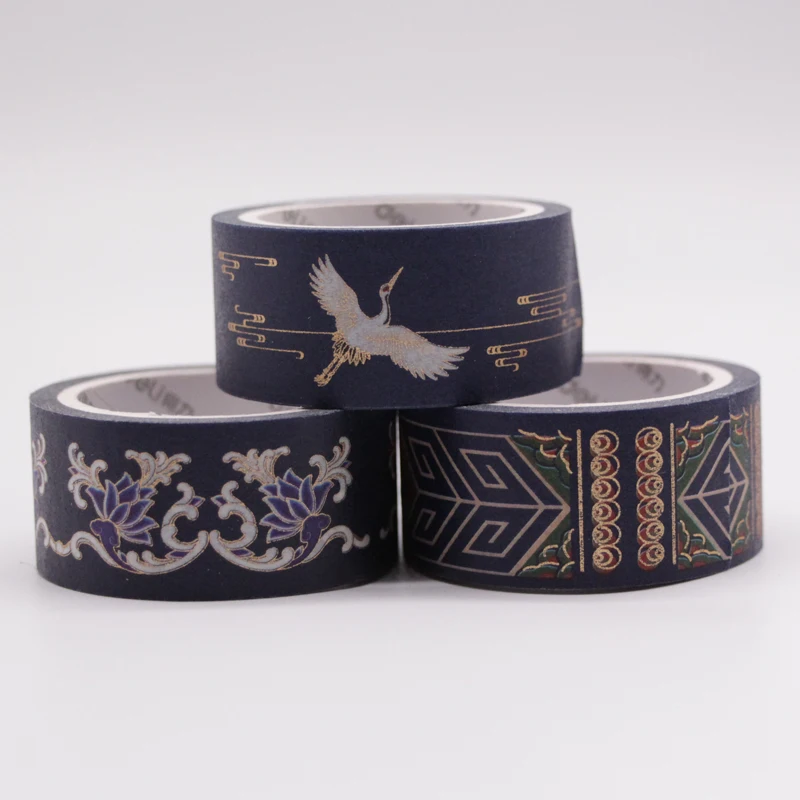 Deli Washi Tape Cyan Lotus Pigeon Palace Temperament Style Scrapbooking Paper Decor Student Stationery Office Supplies 1pcs