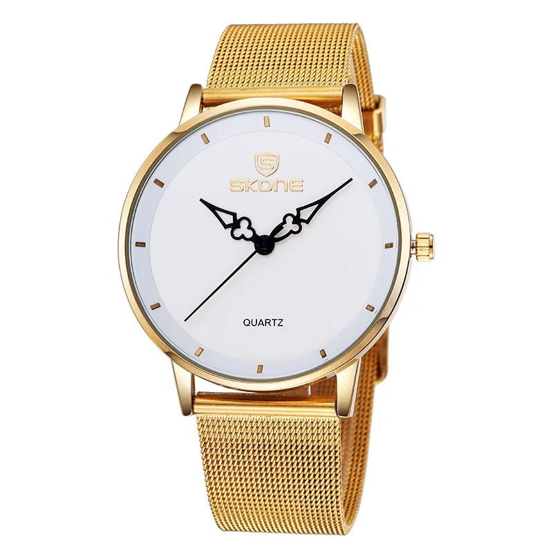 SKONE ультратонкие золотые часы с циферблатом женские модные модельные стальные