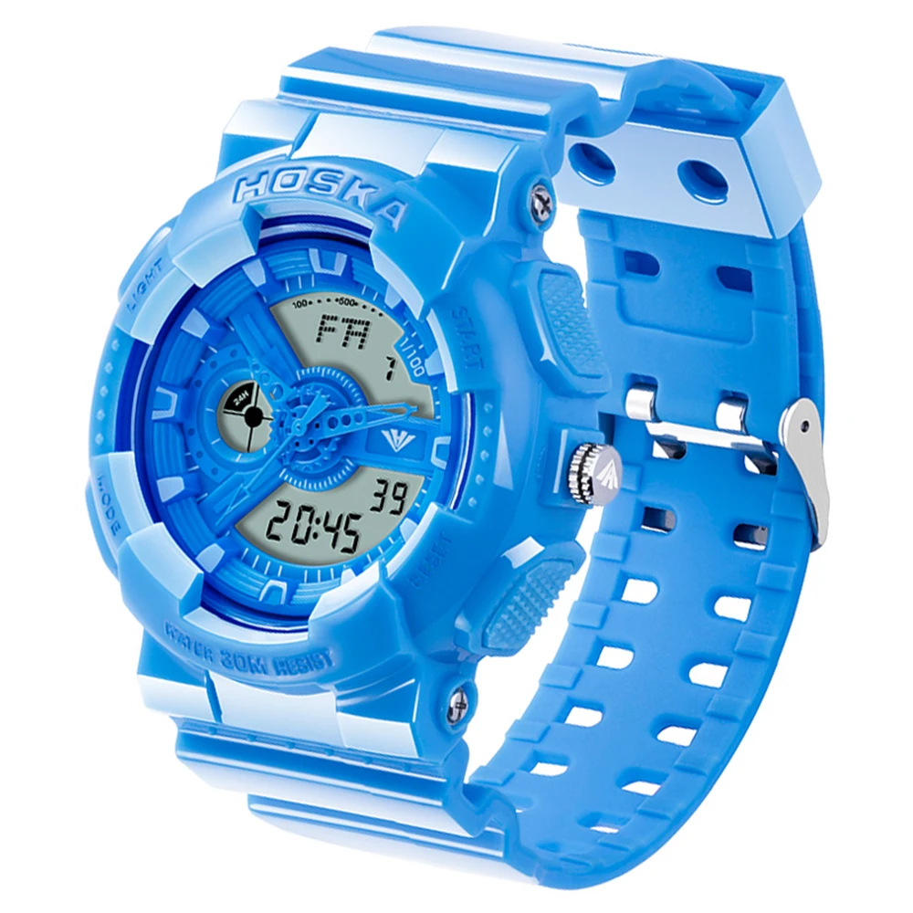 Брендовые студенческие женские часы спортивные кварцевые цифровой двойной