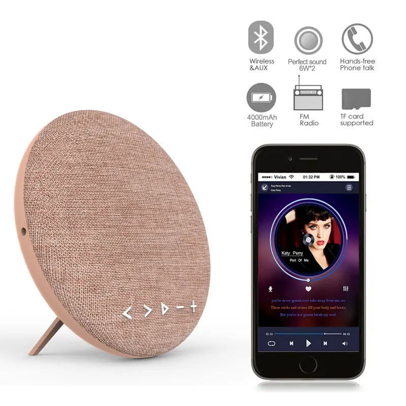 Тканевый Bluetooth динамик портативный беспроводной круглый громкоговоритель звук с поясом 4000 мАч книжная полка для помещений музыка TF AUX звуковая коробка