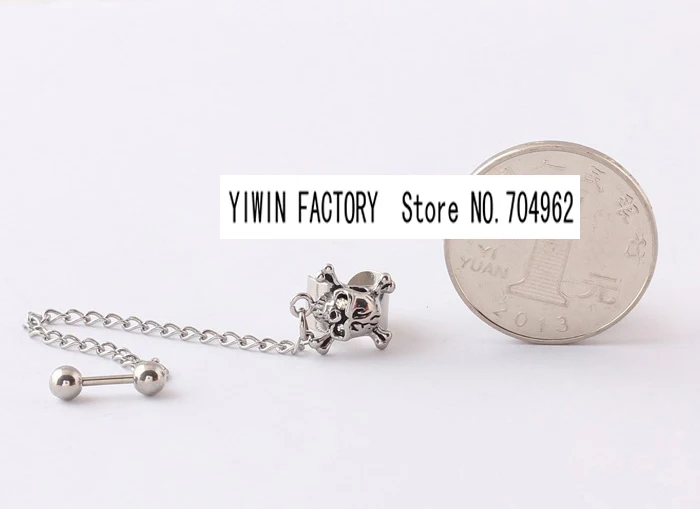 Free shipping Medical steel No need ear hole stud Punk body jewelry Ear clip with chain Not fade&ampAllergy free earring BJC205 | Украшения