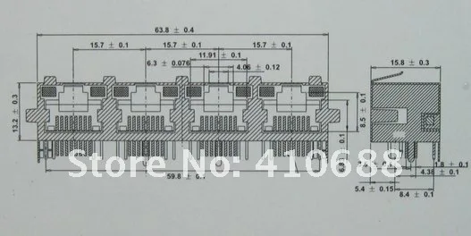 72 pcs 4 Ports RJ45 Modular Network PCB Jack 56 8P LAN Connector Shielded with LED Lamp Side entry | Обустройство дома