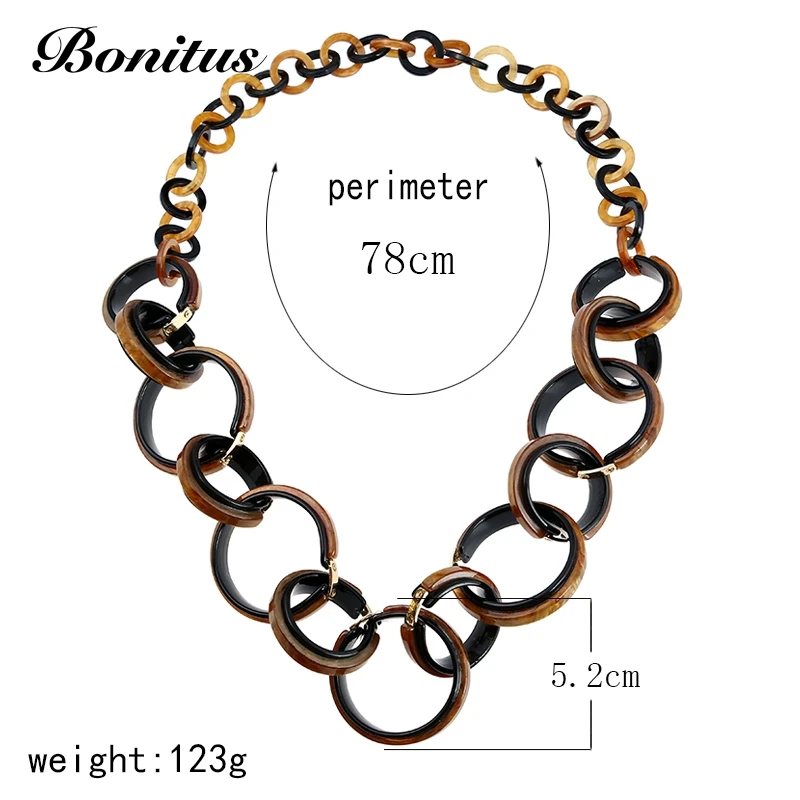 [Bonitus ювелирный магазин] NewArrival модные массивные винтажные ожерелья из полированного пластика Lucite для женщин на шею HOT06N3090