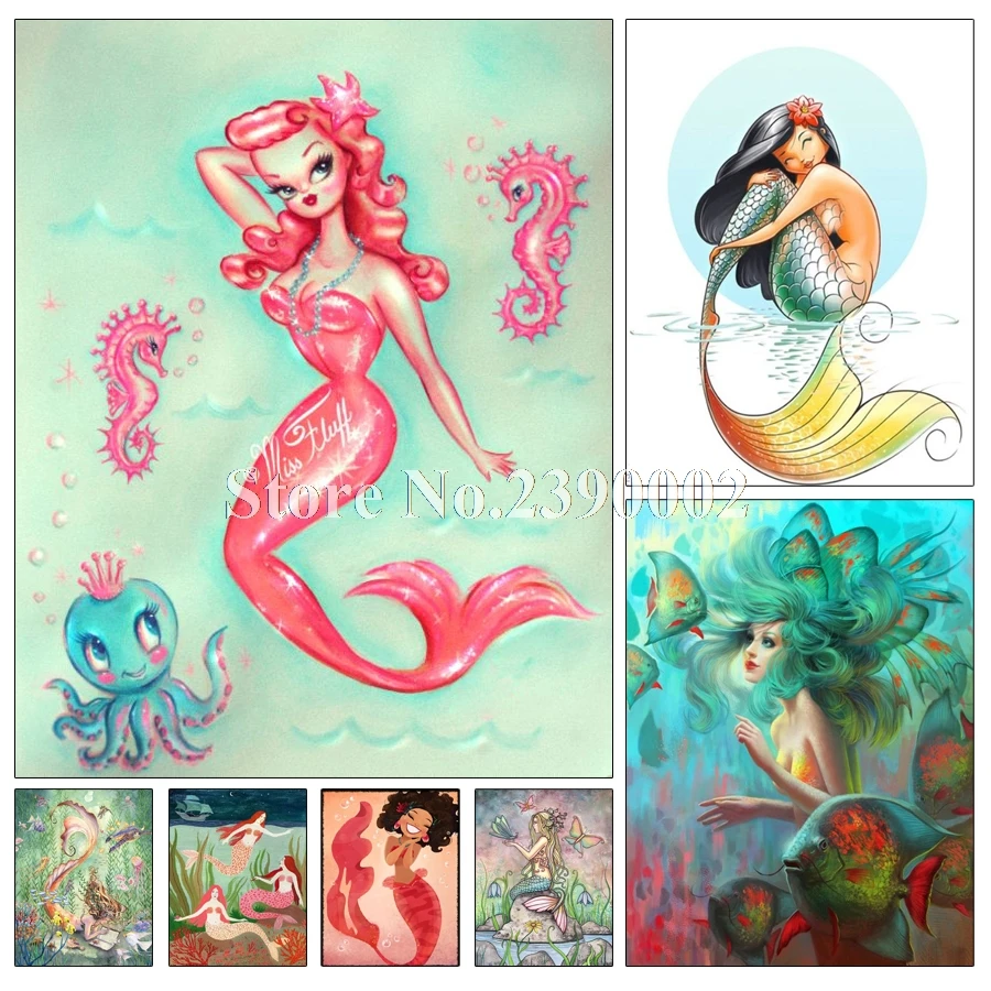 3d вышивка стразами Русалка полная дрель крестом постеры алмаз домашний декор 5d