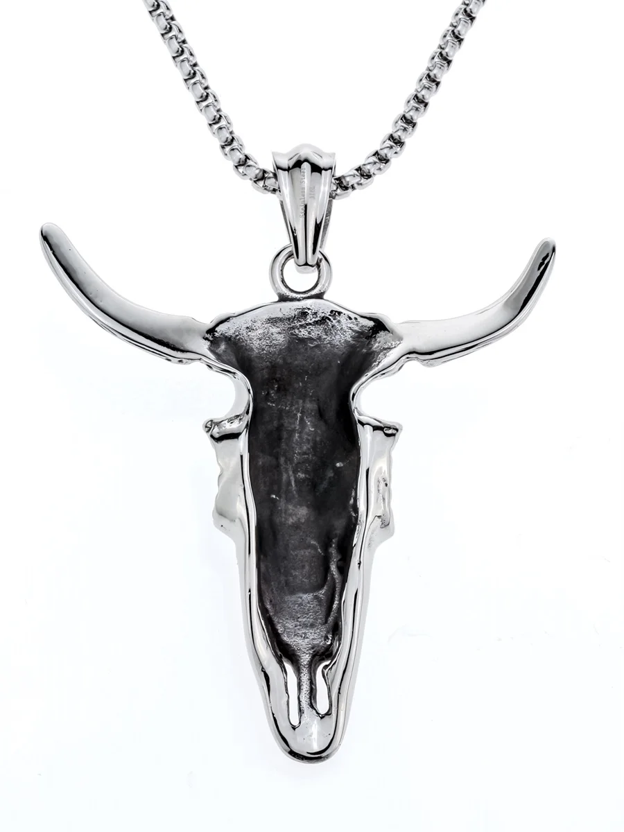 Yacq skeleton necklace pendant W chain stainless steel 316L charm jewelry gifts for men dad boyfriend him kids dropship E006 | Украшения и