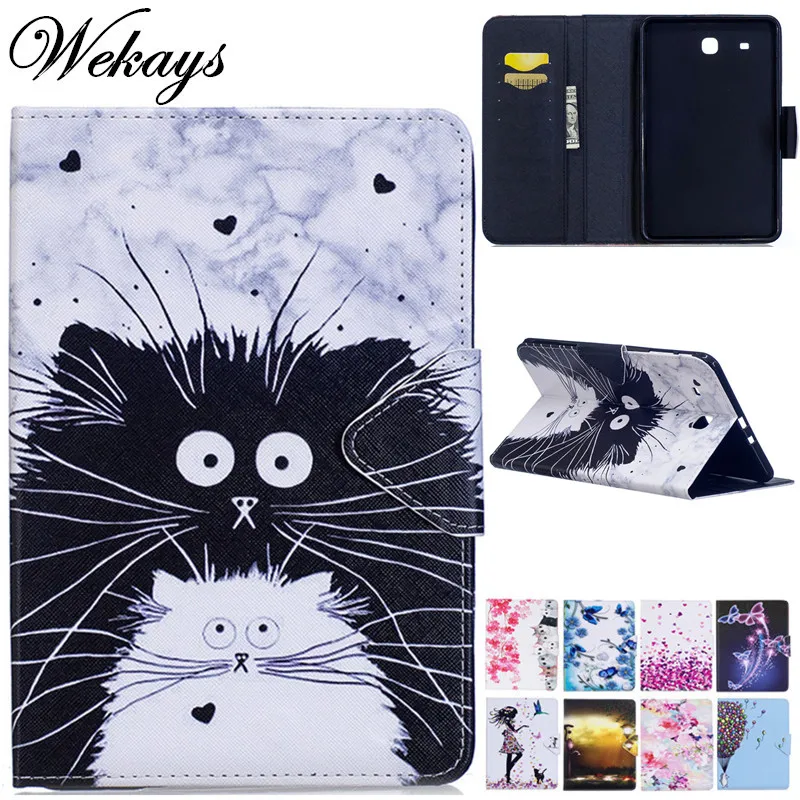 Чехол Wekays для Samsung Tab E 9 6 T560 кожаный чехол с мультяшным котом Galaxy дюйма планшета
