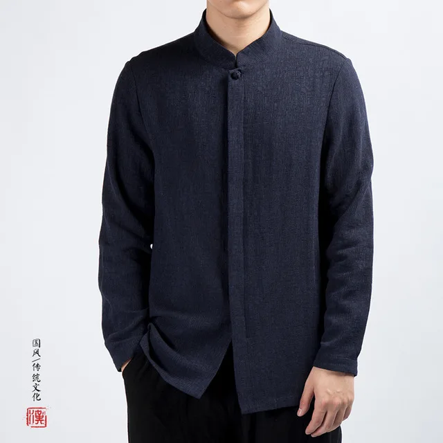 Мужская традиционная китайская одежда мужские хлопковые льняные рубашки
