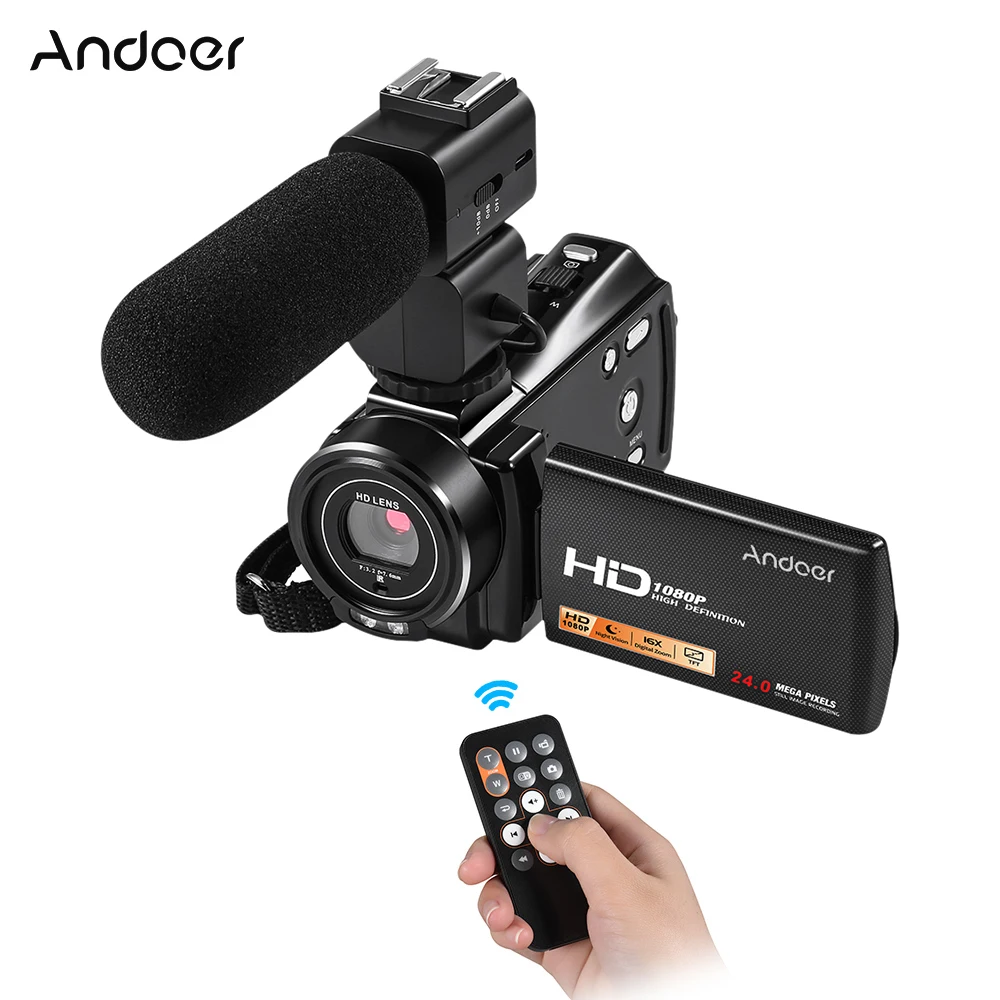 Andoer HDV V7 PLUS 1080P Full HD 24MP Портативная Цифровая видеокамера с дистанционным