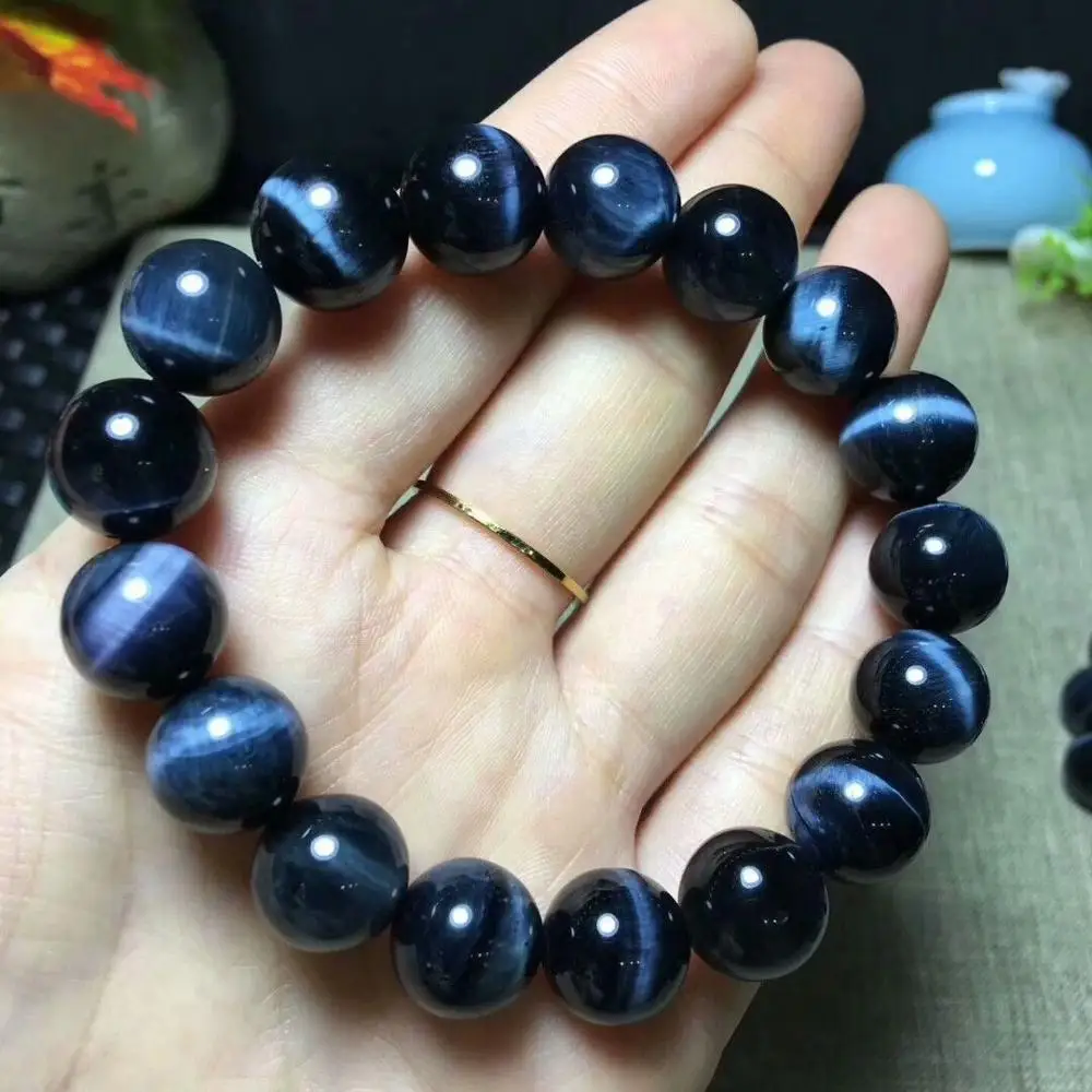 Натуральный Синий тигровый глаз фотобраслет AAAA 12 мм|bracelet|aaaa |