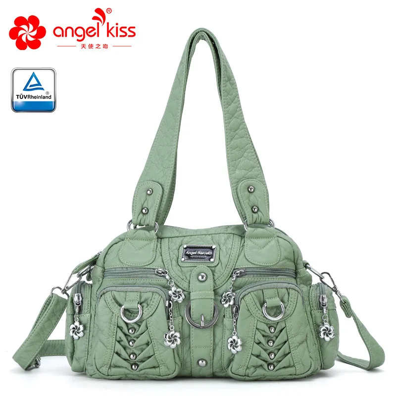 Модные женские сумки Angelkiss из мытой искусственной кожи Женская нежная