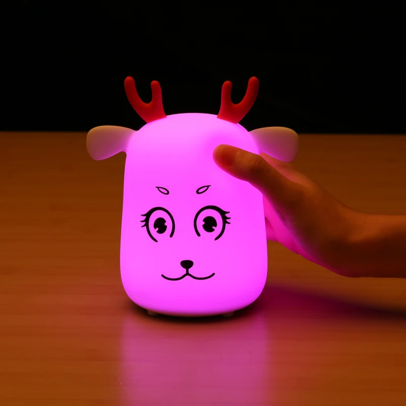 Мультяшный олень силикагель usb зарядка луна лампа светодиодный многоцветный