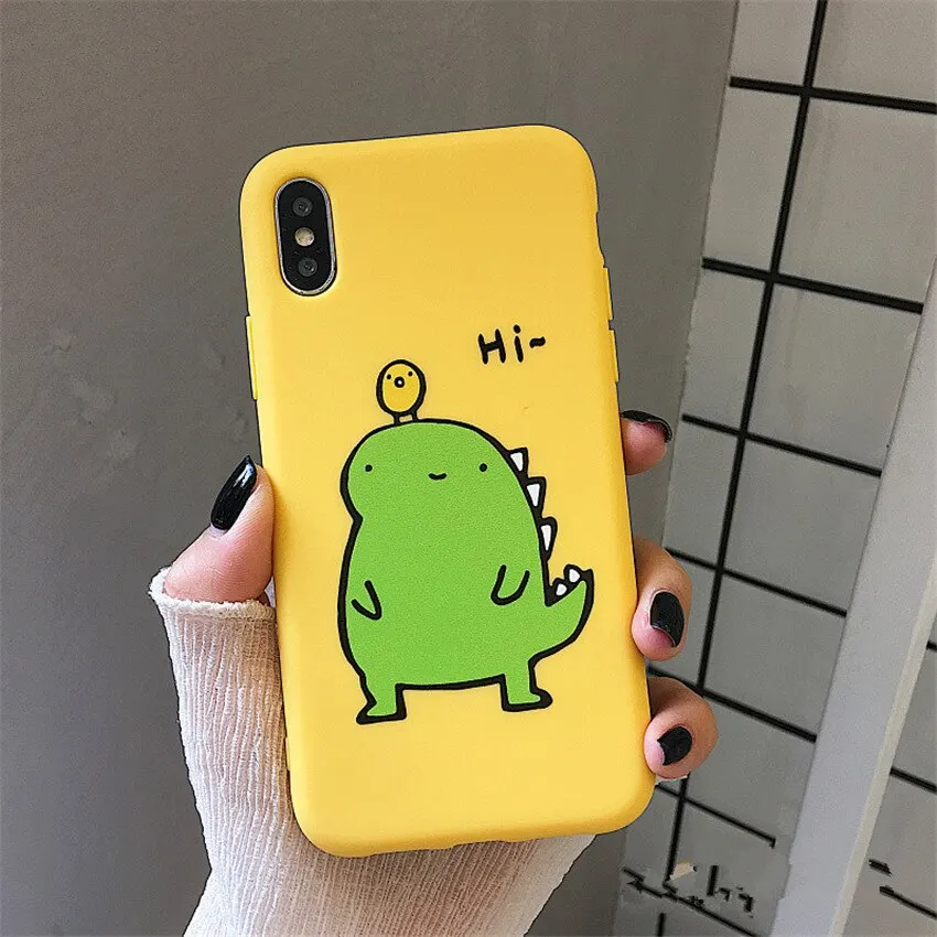 Милый мультяшный динозавр с рисунком для iphone X XS TPU силиконовый матовый мягкий