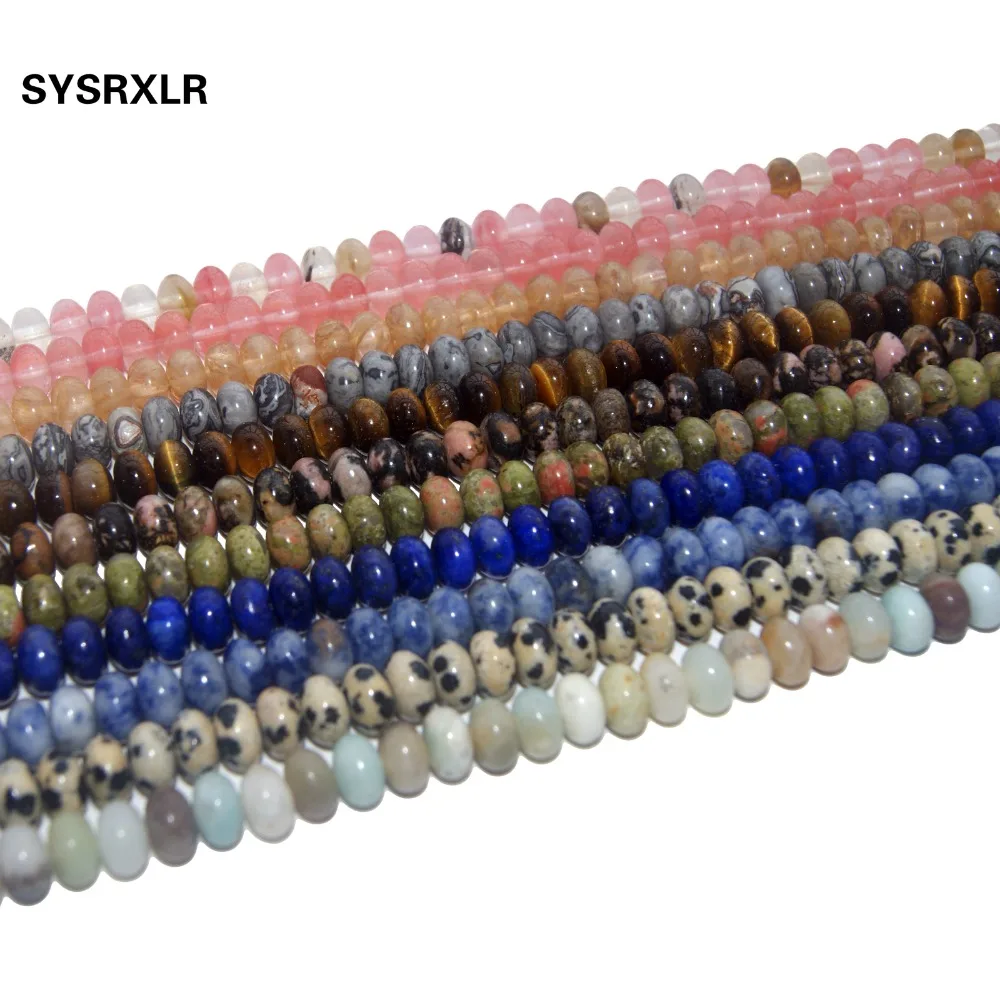 

Natural Stone Lapis Lazuli Agates Pink Quartz Amethysts Beads Spacer Rondelle Beads For Jewelry Making DIY Bracelet Necklace