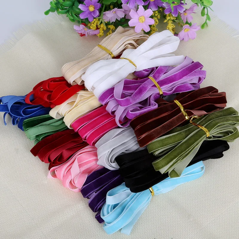 5yard 3/8" 10mm Mix colors Options Velvet Ribbon Velour Webbing Headband Band Accessories For Hair band