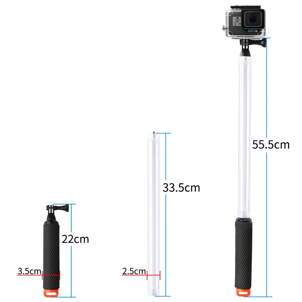 Waterproof selfie stick 17/27 inch Diving skid Removable Monopod for GoPro Hero 5 6 SJCAM Sports 40AP29 | Электроника