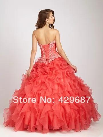 Elegant Strapless Ball Gown Embroidery Lace-up Prom Floor Length Party Custom Made Yellow Organza Quinceanera Dress DL1309925 | Свадьбы и