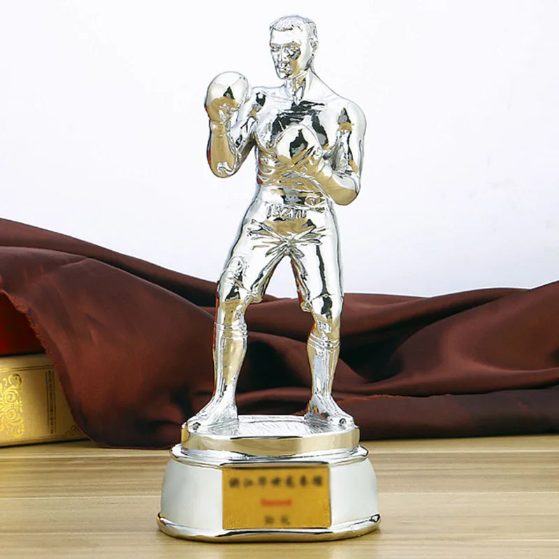 Серебристый Высококачественные смолы трофей Лиги чемпионов Кубок Позолоченные боксерские боевые искусства боевой сувенир бесплатно пользовательские памятные подарки - Цвет: Серебристый