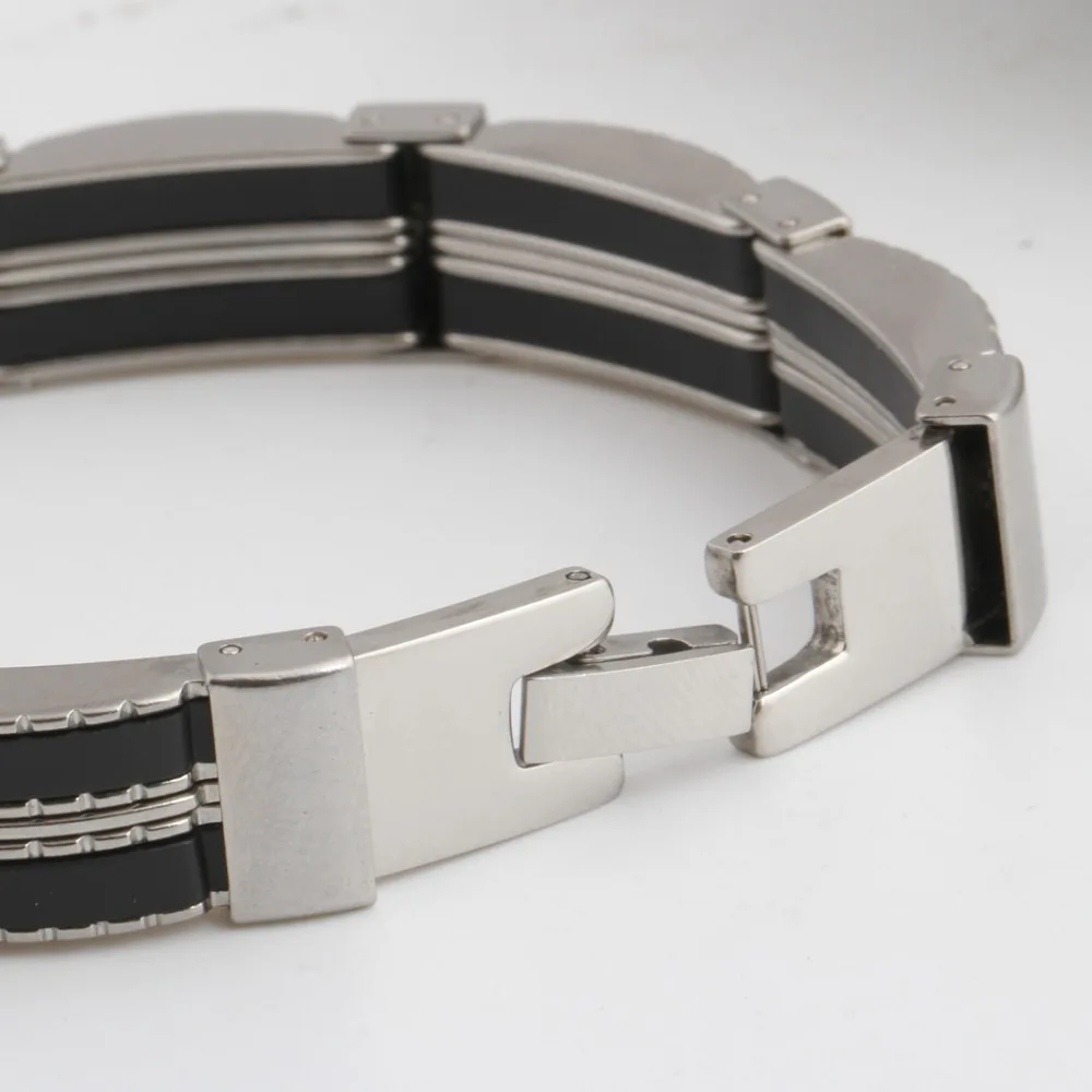 Мужской браслет из нержавеющей стали резиновый на запястье ювелирное