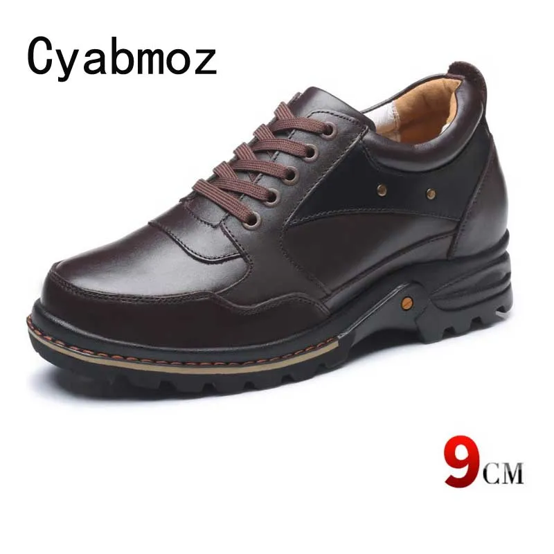 100% Genuine Leather Height Increasing Elevator Shoes with Hidden Insole Elevated Men Taller 8 cm Casual Sneakers | Обувь