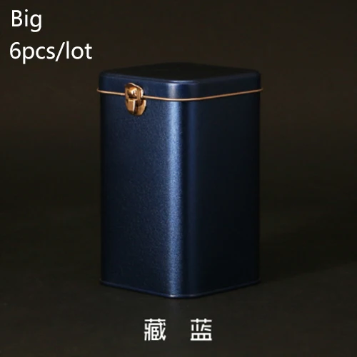 Blue-Large Size Жестяные бутылки для хранения с замком, металлическая коробка для хранения чая, герметичный портативный контейнер для кофе, ювелирные изделия, конфеты для кувшина органайзера - Цвет: Blue-Large Size