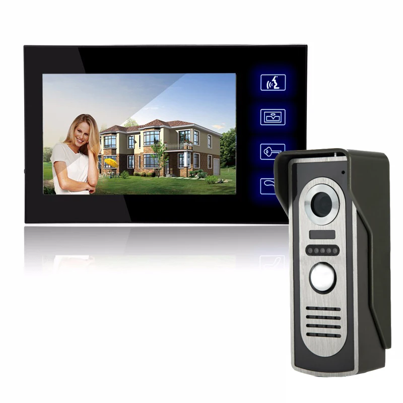 SYSD 7 inch Color Monitor Video Door Phone Doorbell Intercom for the Apartment Metal Night Vision Camera Touch Button