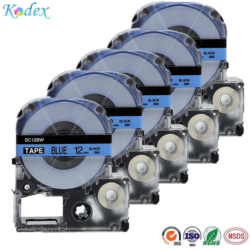 5 шт. планшетов для этикеток Epson 12 мм 8 м SC12BW|epson label tape|label tapeepson |