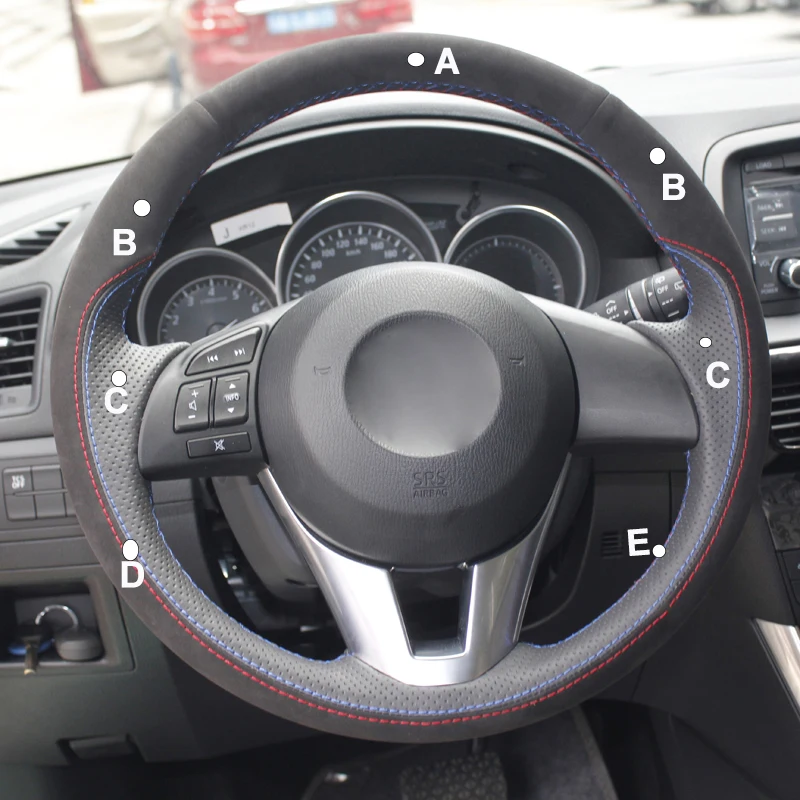 Ручной пошив чехол рулевого колеса автомобиля замша кожа для Mazda CX-5 CX5 Mazda 6 Atenza Mazda 3 CX-3 Scion iA
