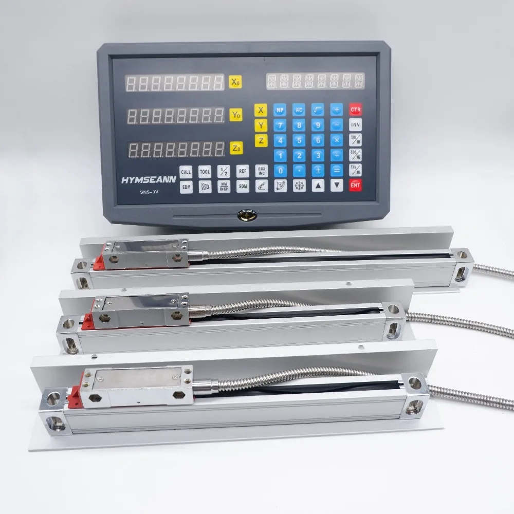 

3 Axis DRO Digital Readout SNS-3V New Colour Panel and 3 Pieces 0.005mm TTL EIA-422-A Digital Linear glass Scale Encoder Sensor