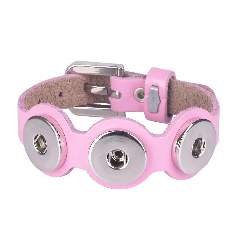 Женские кожаные браслеты три пряжки очаровательные кнопки кожаный браслет и для