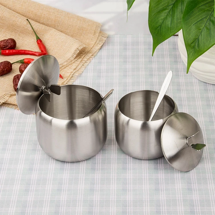 Емкость для приправ 500 мл из нержавеющей стали|sugar bowl|sugar bowl lidtools cooking |
