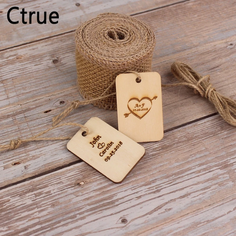 5pcs Personalized engraved Wood tag with rope Custom name date wooden tags Rustic Wedding Invitation Souvenirs gift | Дом и сад