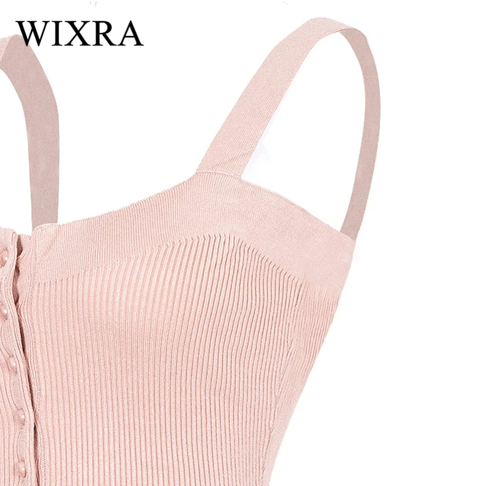 Женское Хлопковое трикотажное платье жилет Wixra однотонное теплое облегающее