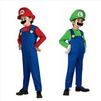 S-XL Kids Boys Adult Super Bros Cosplay Halloween Costumes Children's day Carnival Purim Christmas Masquerade party dress