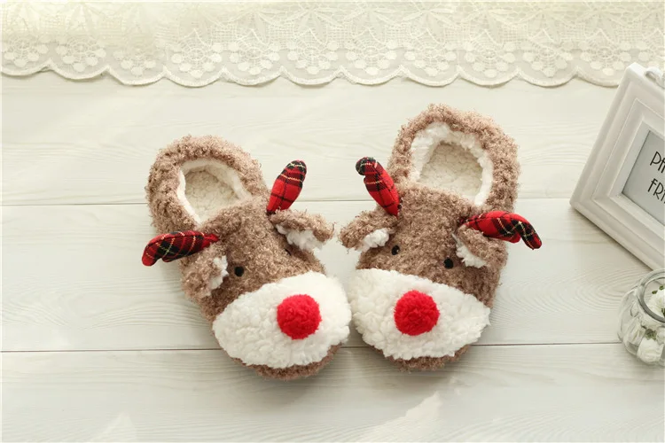 FAYUEKEY; сезон осень-зима; Домашние Мягкие плюшевые тапочки с рисунком рождественского оленя; женская домашняя обувь; женская обувь для спальни; подарок для девочек