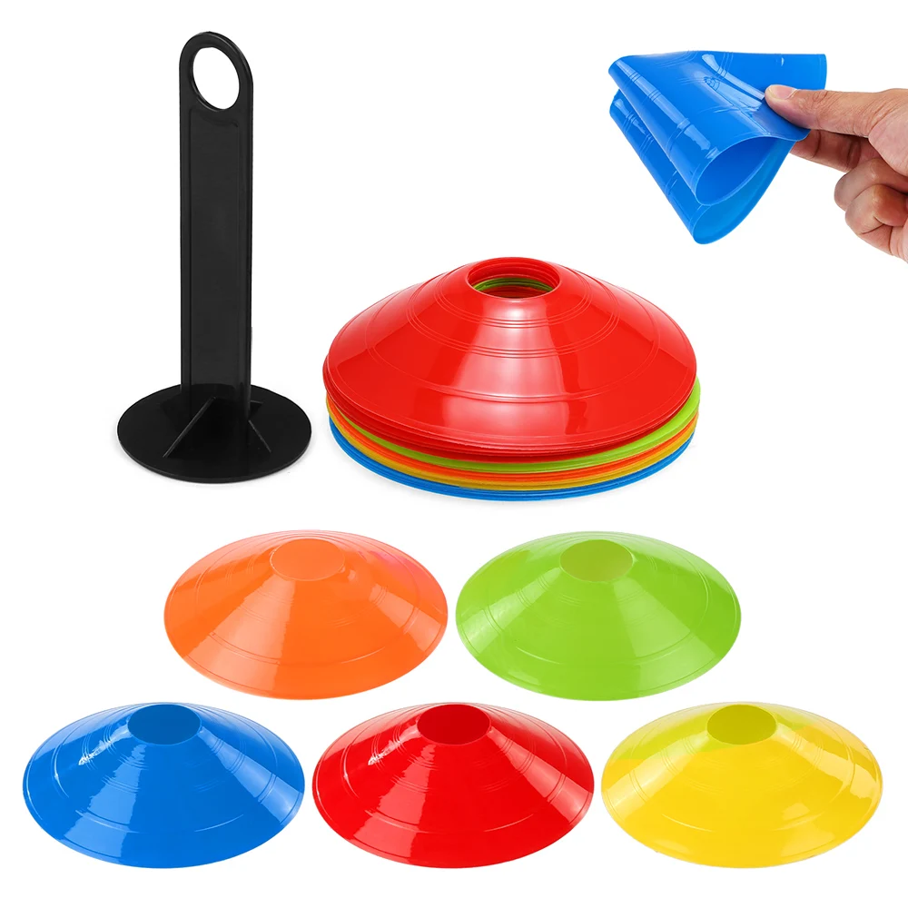 15pcs/25pcs Disc Cone Set Multi Sport Training Space Cones with Plastic Stand Holder for Soccer Football Ball Game Disc