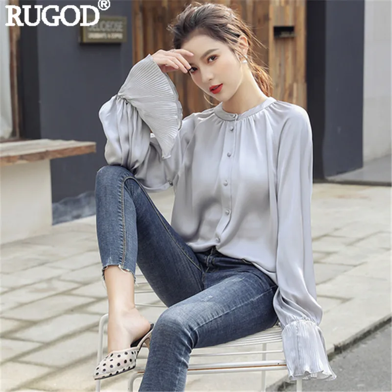 Женская Офисная рубашка RUGOD элегантная однобортная с длинным рукавом бабочкой