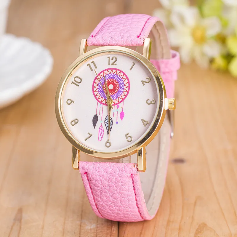 9 цветов МОДНЫЕ ЖЕНСКИЕ НАРЯДНЫЕ часы кварцевые с рисунком Ловца снов relojes mujer