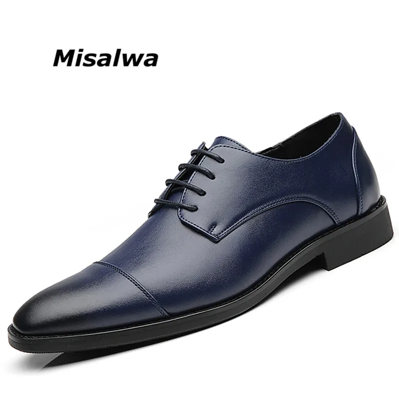 Misalwa/Мужская обувь; большие размеры 37-48; черные модельные туфли с кружевом; Кожаные Классические мужские свадебные офисные туфли для мальчиков;