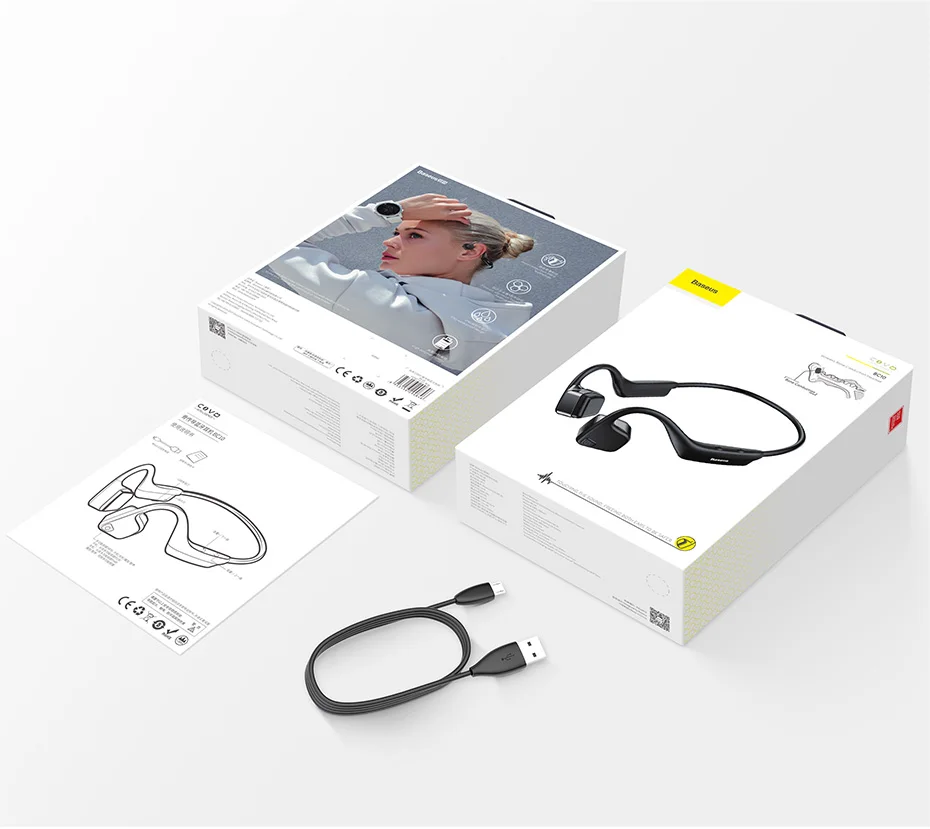 Baseus BC10 Bluetooth наушники с костной проводимостью беспроводной IPX5 Водонепроницаемый Bluetooth 5,0 гарнитура Сверхлегкий Hifi наушники